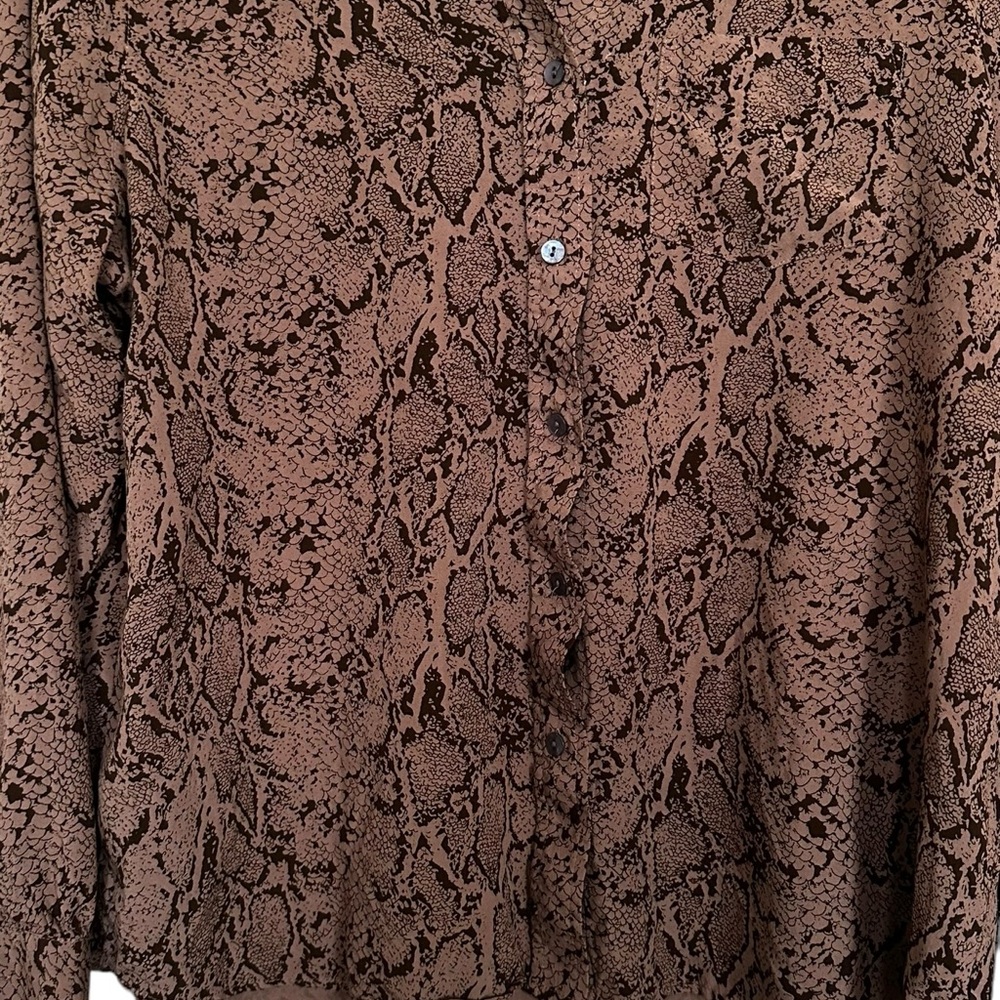Rails Brown Snake Print Button-Up Blouse - Picture 3 of 6